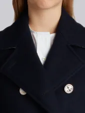 Double Breasted Chesterfield Overcoat In Navy Heavy Merino Melton