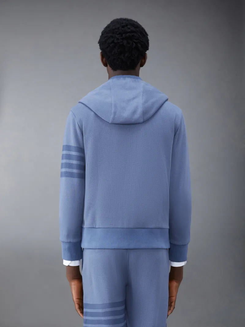 Double Face Knit 4-Bar Funnel Neck Zip Hoodie | Thom Browne