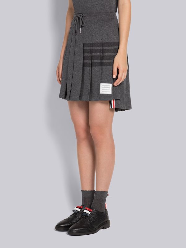Double Face Knit 4-Bar Pleated Mini Skirt