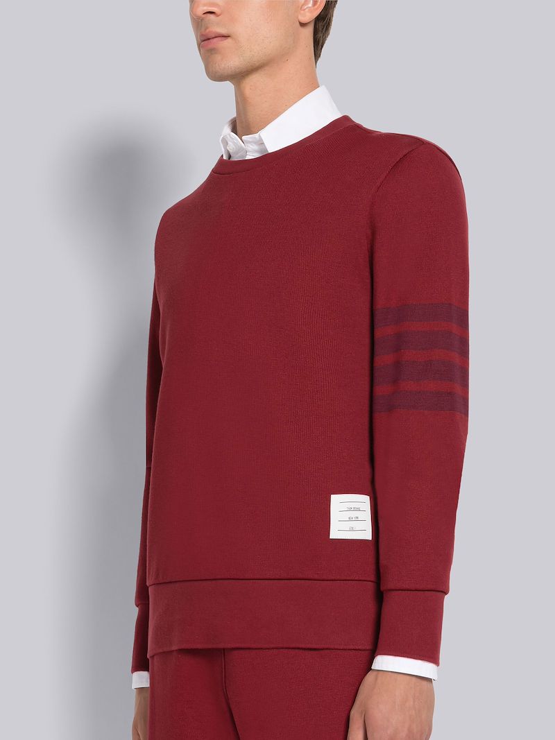 DOUBLE FACE KNIT TONAL 4-BAR CREW NECK SWEATSHIRT