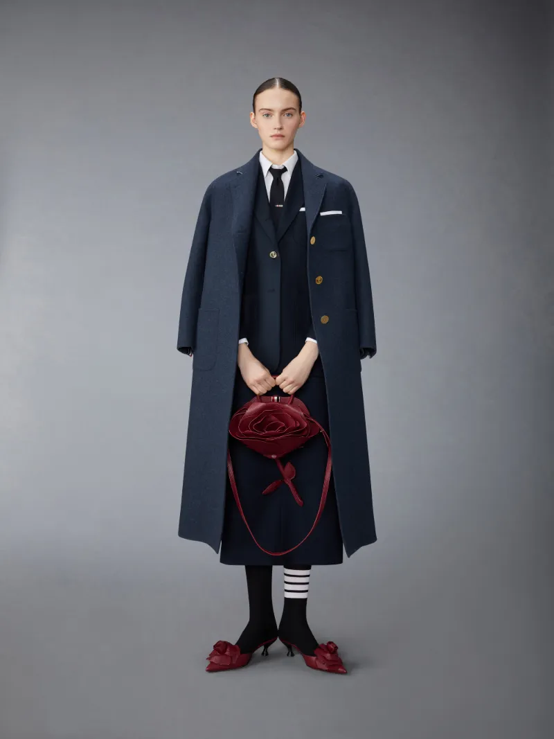 Double Face Melton Solid Splittable Elongate Sack Overcoat | Thom 