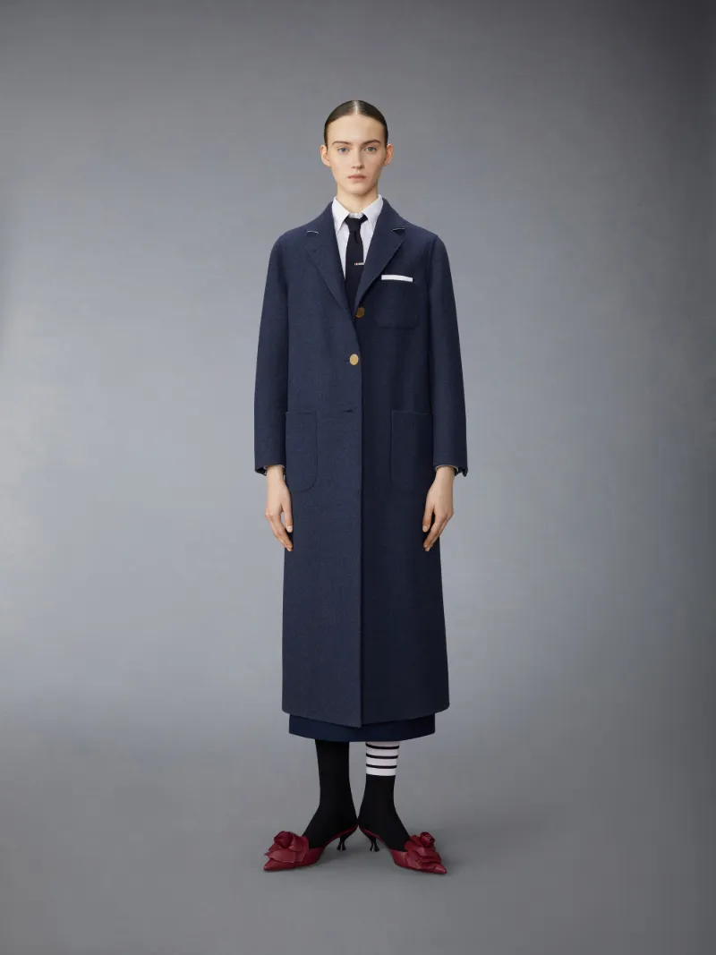 Double Face Melton Solid Splittable Elongate Sack Overcoat | Thom 