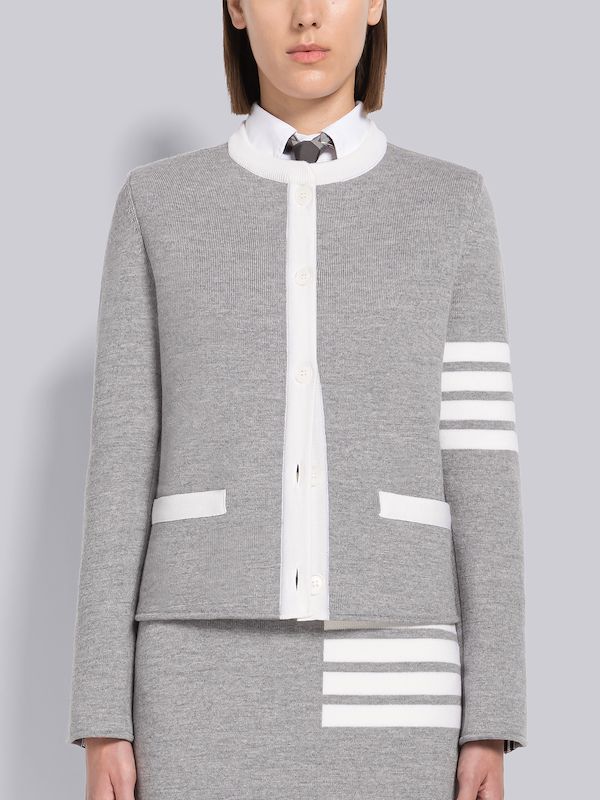 Double Face Merino 4-Bar Cardigan Jacket
