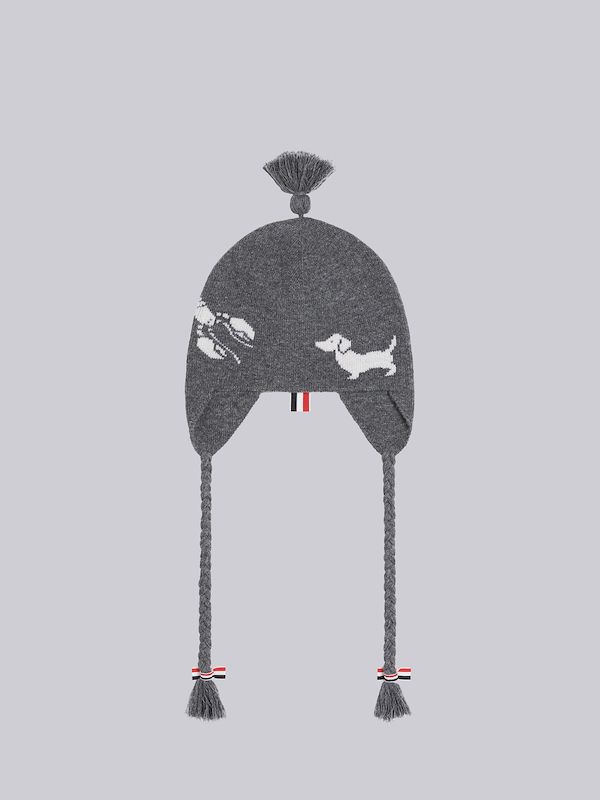 Double Face Merino Bow Jacquard Earflap Beanie