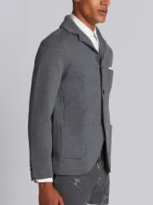 Double Knit Sport Coat With Red, White And Blue Stripe In Grey Fine Merino Wool