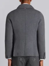 Double Knit Sport Coat With Red, White And Blue Stripe In Grey Fine Merino Wool