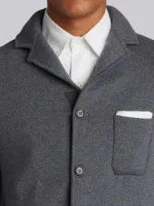 Double Knit Sport Coat With Red, White And Blue Stripe In Grey Fine Merino Wool