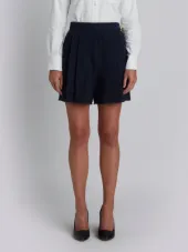 double-pleat frayed shorts