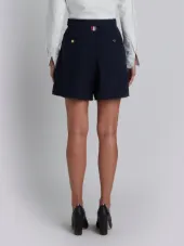 double-pleat frayed shorts