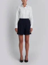 double-pleat frayed shorts