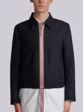 Double Welt Pocket Zip Up Elastic Hem Golf Jacket With Exposed Zipper Tape In 2 Ply Fresco
