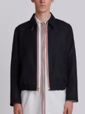 Double Welt Pocket Zip Up Elastic Hem Golf Jacket With Exposed Zipper Tape In 2 Ply Fresco