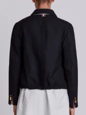 Double Welt Pocket Zip Up Elastic Hem Golf Jacket With Exposed Zipper Tape In 2 Ply Fresco