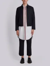 Double Welt Pocket Zip Up Elastic Hem Golf Jacket With Exposed Zipper Tape In 2 Ply Fresco