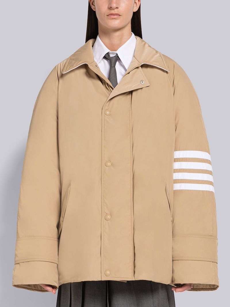 DOWN POLY TWILL CROPPED 4-BAR BAL COLLAR FOOTBALL COAT