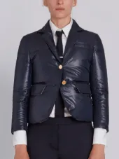 Downfill Classic Single Breasted Sport Coat With Red, White And Blue Heat Tape Trim In Ripstop