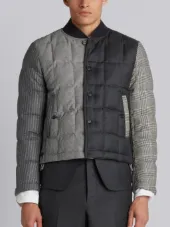 Downfilled Button Front Jacket In Funmix In Prince Of Wales Heavy Wool