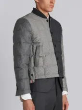 Downfilled Button Front Jacket In Funmix In Prince Of Wales Heavy Wool