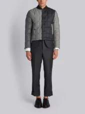 Downfilled Button Front Jacket In Funmix In Prince Of Wales Heavy Wool