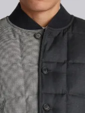 Downfilled Button Front Jacket In Funmix In Prince Of Wales Heavy Wool