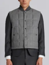 Downfilled Button Front Vest In Jacket Weight Cashmere