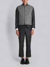 Downfilled Button Front Vest In Jacket Weight Cashmere
