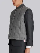 Downfilled Button Front Vest In Jacket Weight Cashmere