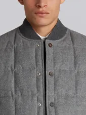 Downfilled Button Front Vest In Jacket Weight Cashmere