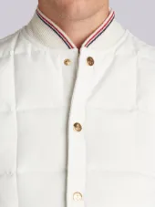 Downfilled Button Front Vest In Solid Nylon Tech