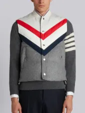 Downfilled Chevron 5-Button Vest In Medium Grey Cashmere