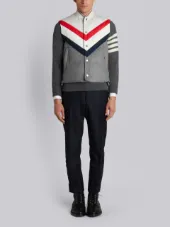 Downfilled Chevron 5-Button Vest In Medium Grey Cashmere