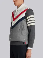 Downfilled Chevron 5-Button Vest In Medium Grey Cashmere
