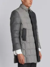 Downfilled Classic Bal Collar Overcoat In Funmix In Prince Of Wales Heavy Wool