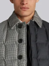 Downfilled Classic Bal Collar Overcoat In Funmix In Prince Of Wales Heavy Wool