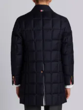 Downfilled Classic Bal Collar Overcoat In Navy Super 130’s Wool Twill