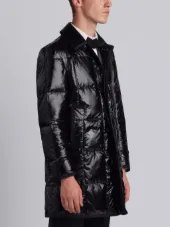 Downfilled Classic Bal Collar Overcoat With Grosgrain Tipping In Satin Finish Tech