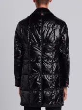 Downfilled Classic Bal Collar Overcoat With Grosgrain Tipping In Satin Finish Tech