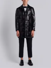 Downfilled Classic Bal Collar Overcoat With Grosgrain Tipping In Satin Finish Tech