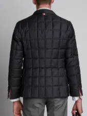 Downfilled Classic Single Breasted Sport Coat In Dark Grey Super 130's Wool Twill
