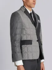 Downfilled Classic Single Breasted Sport Coat In Funmix In Pow Heavy Wool