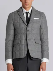 DOWNFILLED CLASSIC SINGLE BREASTED SPORT COAT IN MEDIUM GREY CASHMERE