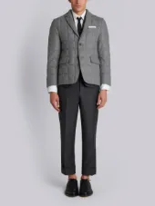 DOWNFILLED CLASSIC SINGLE BREASTED SPORT COAT IN MEDIUM GREY CASHMERE