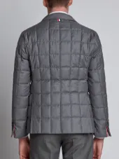 Downfilled Classic Single Breasted Sport Coat In Medium Grey Super 130's Wool Twill