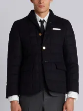 DOWNFILLED CLASSIC SINGLE BREASTED SPORT COAT IN NAVY CASHMERE