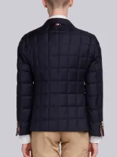 Downfilled Classic Single Breasted Sport Coat In Navy Super 130's Wool Twill