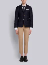 Downfilled Classic Single Breasted Sport Coat In Navy Super 130's Wool Twill