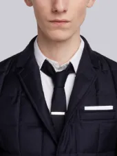 Downfilled Classic Single Breasted Sport Coat In Navy Super 130's Wool Twill