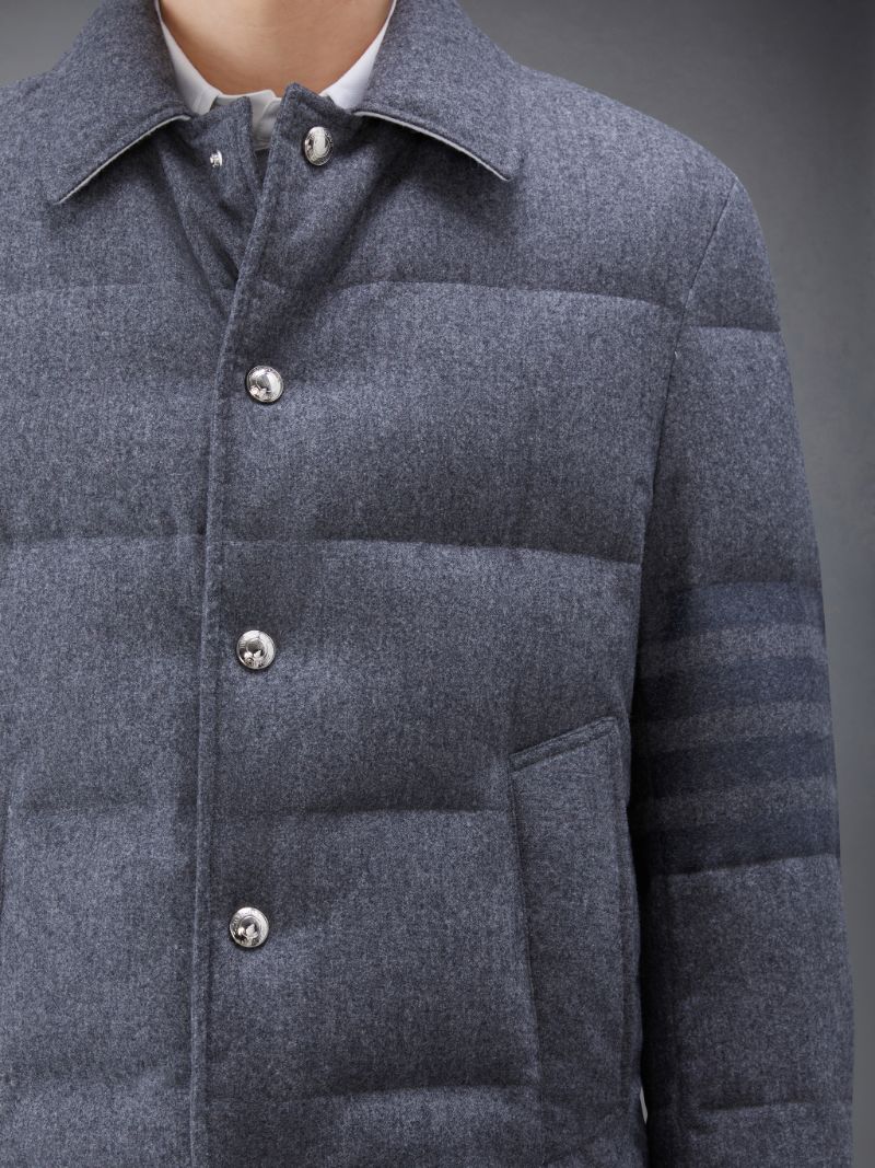 Downfilled Flannel 4-Bar Bal Collar Overcoat