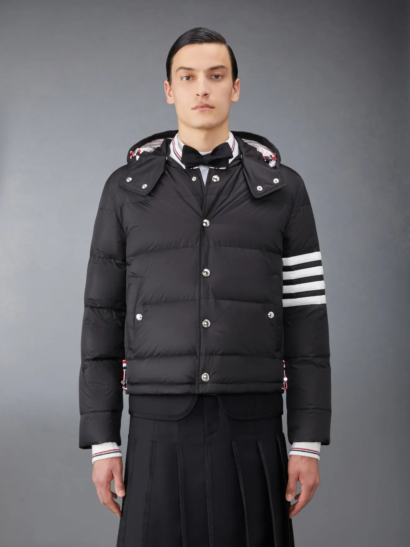 Downfilled Nylon 4-Bar Bomber Jacket | Thom Browne