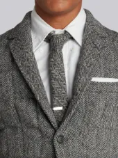 Downfilled Sport Coat With Red, White And Blue Armband Stripe In Herringbone Harris Tweed